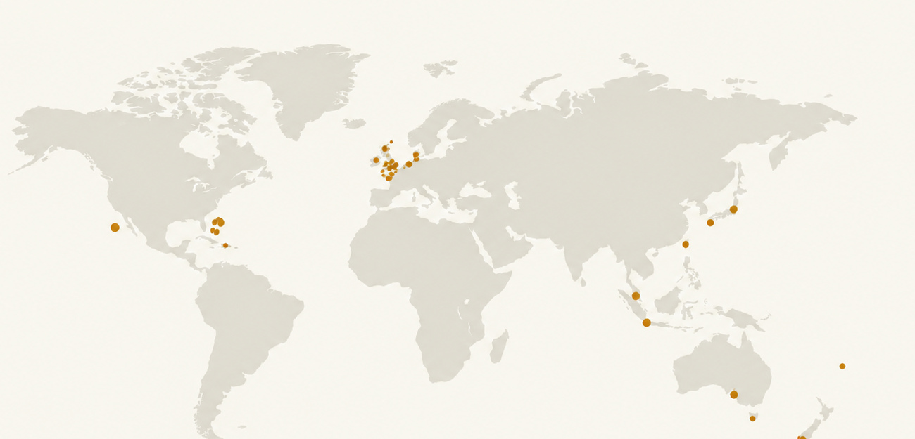 World map showing global offshore financial centres
